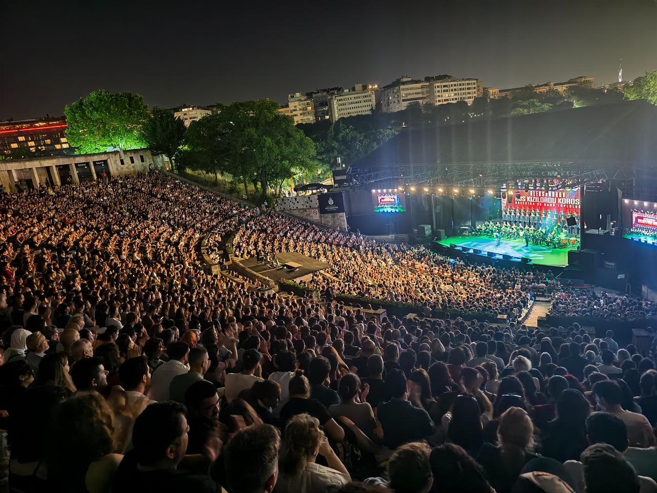 Scenes from the Russia's Alexandrov Academic Ensemble of Song and Dance of the Russian Army's concert at Istanbul's Harbiye Cemil Topuzlu Open-Air Theatre, June 26, 2026. (Photo via Handout)