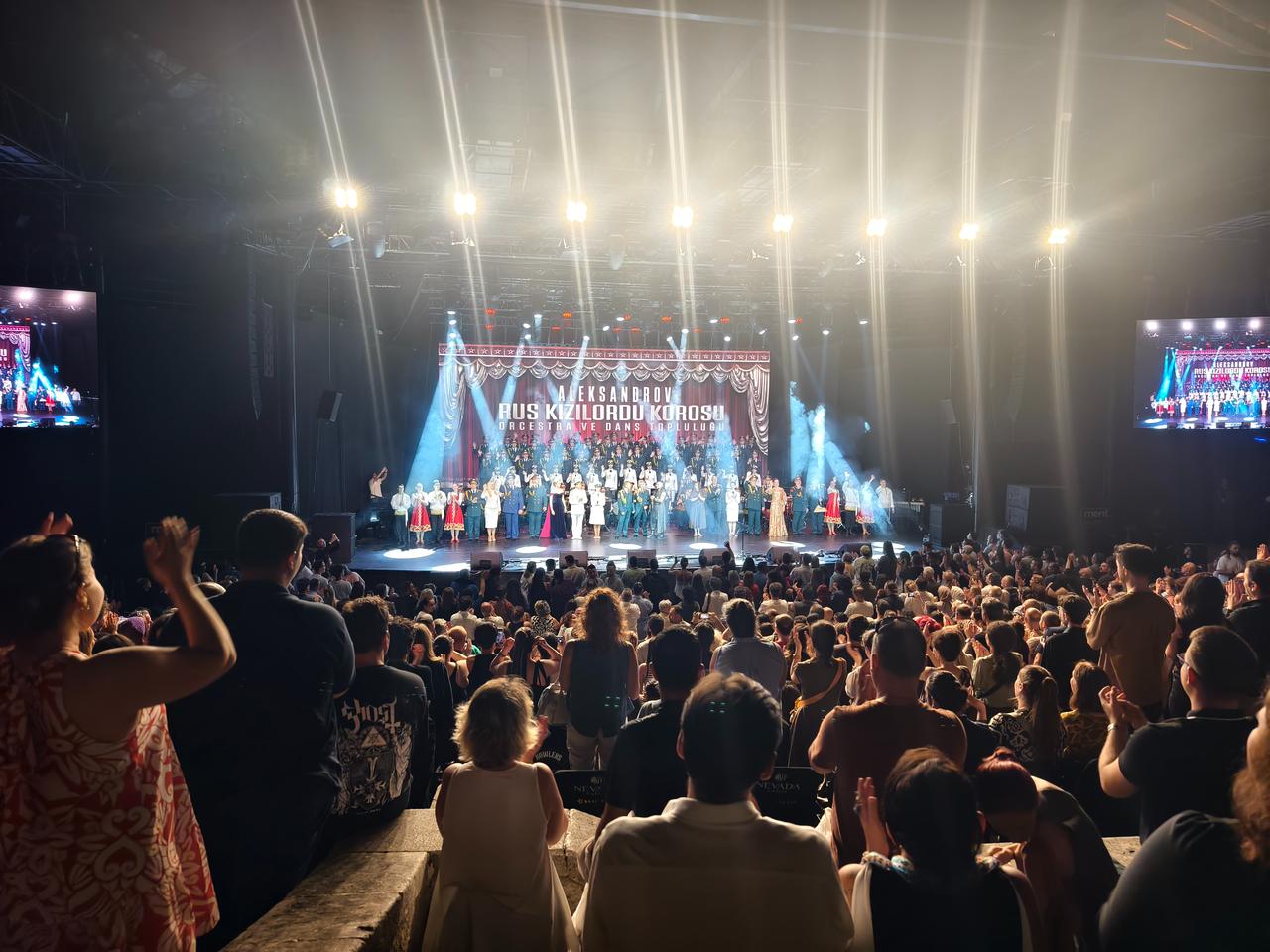 Scenes from the Russia's Alexandrov Academic Ensemble of Song and Dance of the Russian Army's concert at Istanbul's Harbiye Cemil Topuzlu Open-Air Theatre, June 26, 2026. (Photo via Handout)