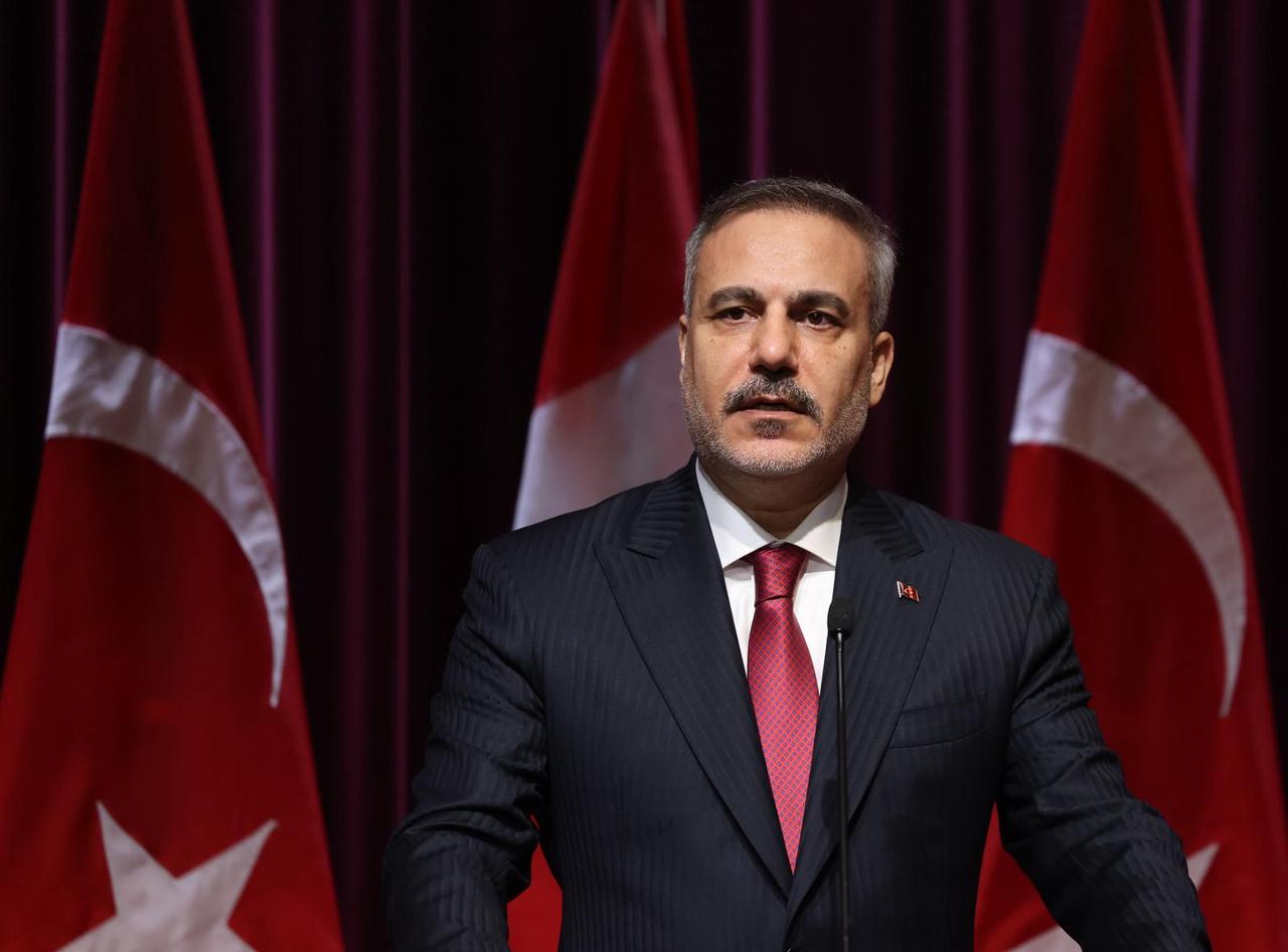 Turkish Foreign Minister Hakan Fidan and Canadian Foreign Minister Anita Anand (not seen) hold a joint press conference, in Ottawa, Canada, June 26, 2026. (AA Photo)