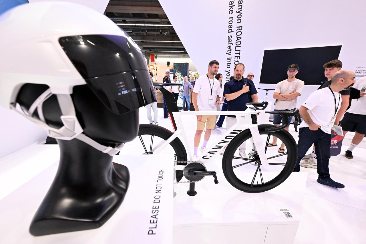 People visit the booth of Canyon at the EUROBIKE 2026 fair of the international bicycle industry in Frankfurt am Main, western Germany, June 24, 2026. (AFP Photo)