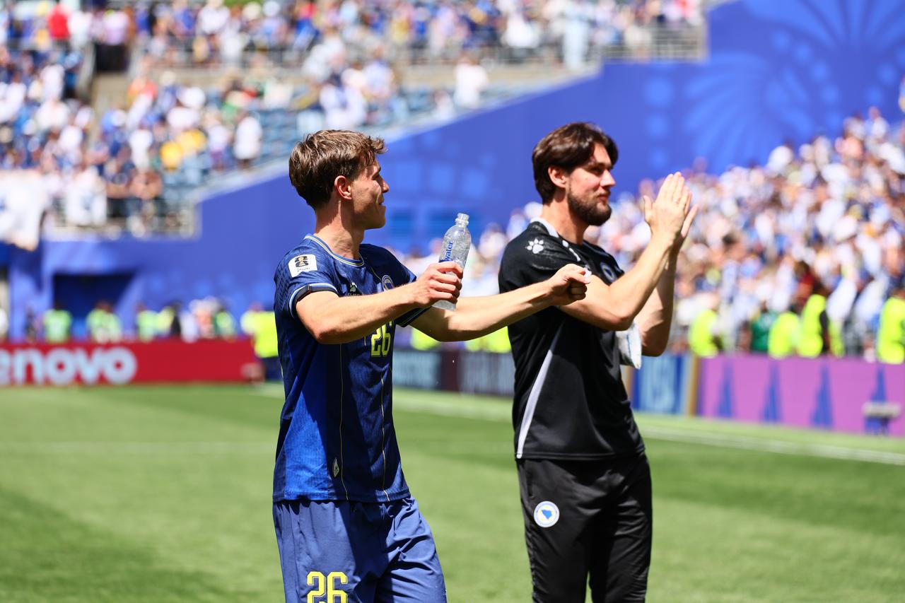 Players of Bosnia and Herzegovina celebrate after winning the 2026 FIFA World Cup First Stage Group B match between Bosnia and Herzegovina and Qatar at Lumen Field (Seattle Stadium) in Seattle, Washington, United States on June 24, 2026. (AA Photo)