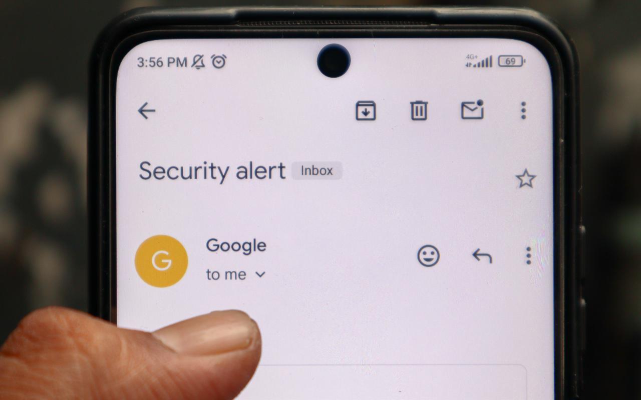 A security alert from Google was caused by suspicious login activity from a user account. Depok, Indonesia, Oct. 17, 2025. (Adobe Stock Photo)