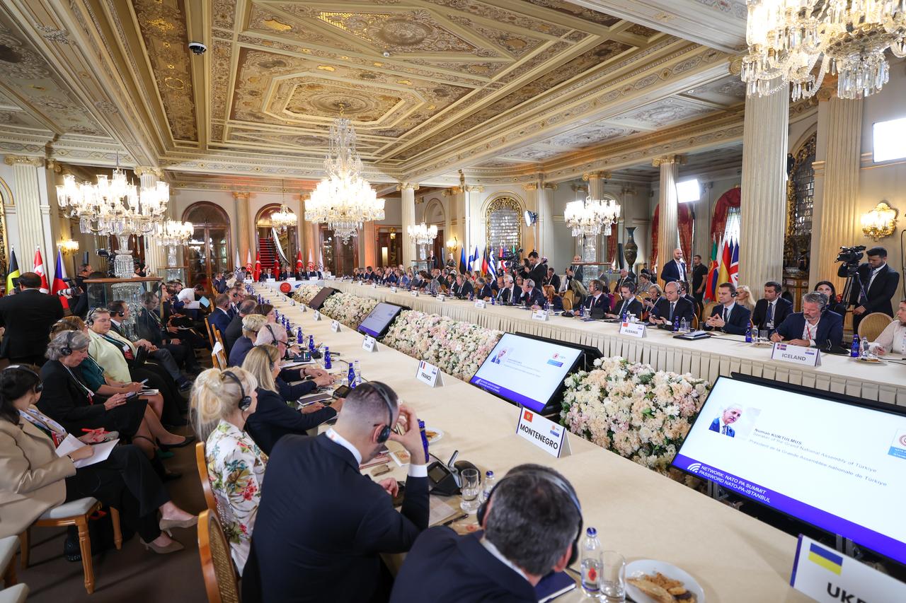 Speaker of the Grand National Assembly of Türkiye (TBMM) Numan Kurtulmus attends the NATO Parliamentary Summit in Istanbul, Türkiye, June 29, 2026. (Turkish Grand National Assembly/HO/AA Photo)
