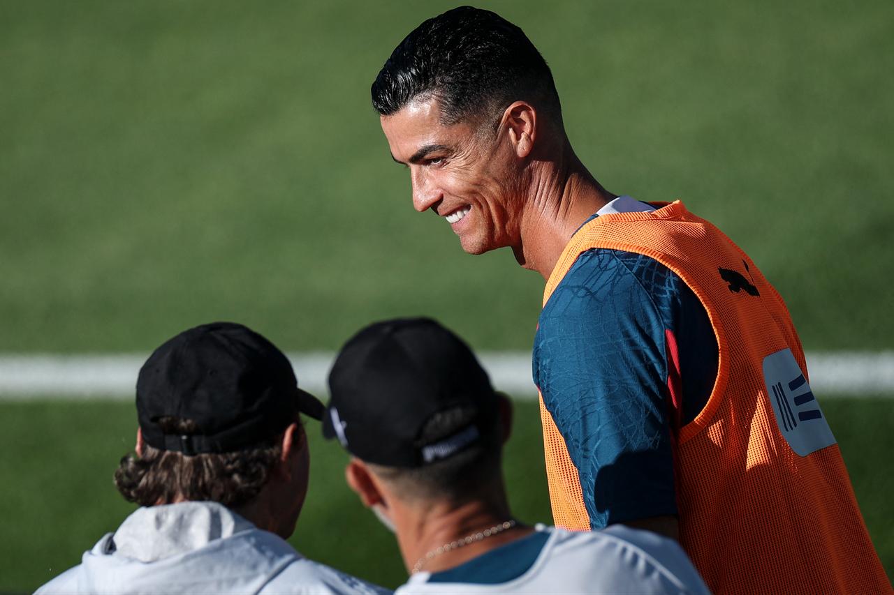Portugal’s forward Cristiano Ronaldo attends a training session ahead of the FIFA World Cup 2026 at Cidade do Futebol in Oeiras, June 1, 2026. (AFP Photo)
