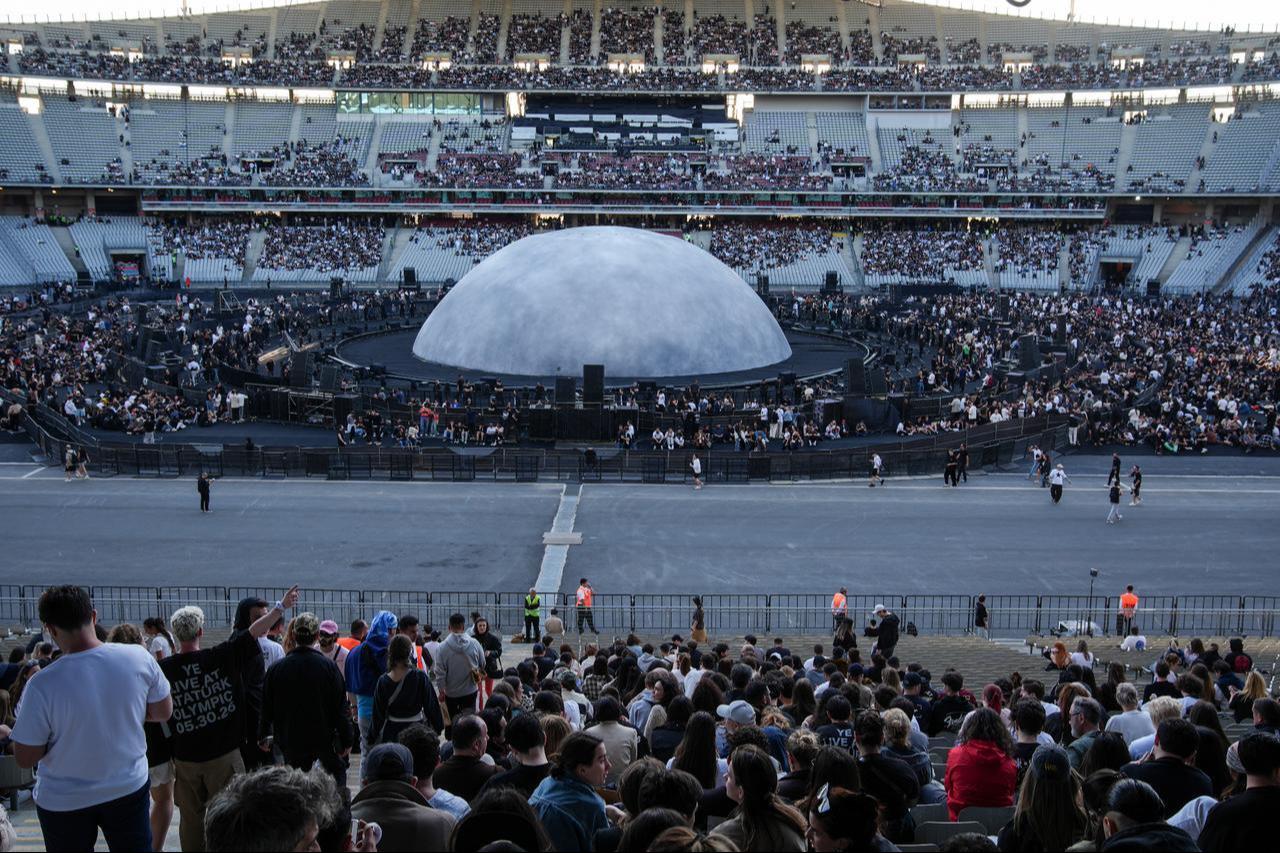 Fans gather inside Ataturk Olympic Stadium ahead of Kanye West's concert in Istanbul, Türkiye, May 30, 2026. (AA Photo)
