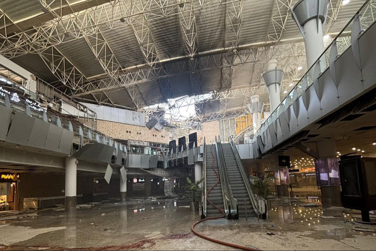 Damage is seen inside Kuwait International Airport's Terminal 1 after an Iranian drone and missile attack struck the facility, killing one person, injuring several others and disrupting airport operations in Kuwait, June 3, 2026. (Photo via X / @_A_khalifa)