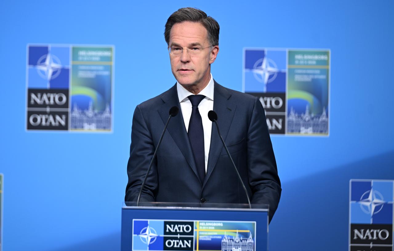NATO Secretary General Mark Rutte holds a press conference at the conclusion of the NATO Foreign Ministers Meeting in Helsingborg, Sweden, May 22, 2026. (AA Photo)