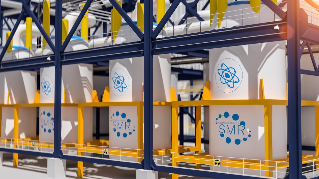 3D rendering of a small modular reactor (SMR) facility. (Adobe Stock Photo)