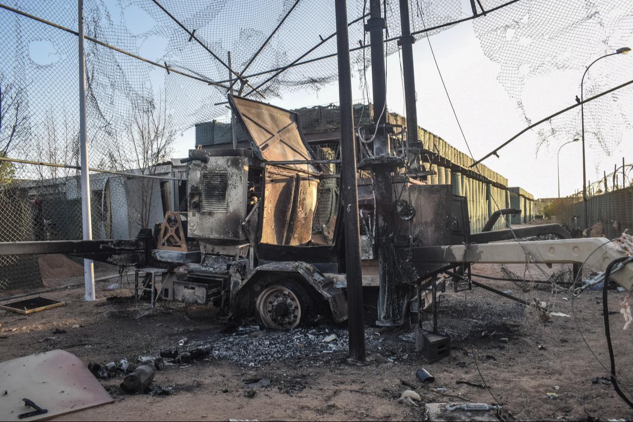 A general view of damaged infrastructure at the former Africa Corps barracks at Camp 2 in Kidal, Mali, May 6, 2026. (AFP Photo)