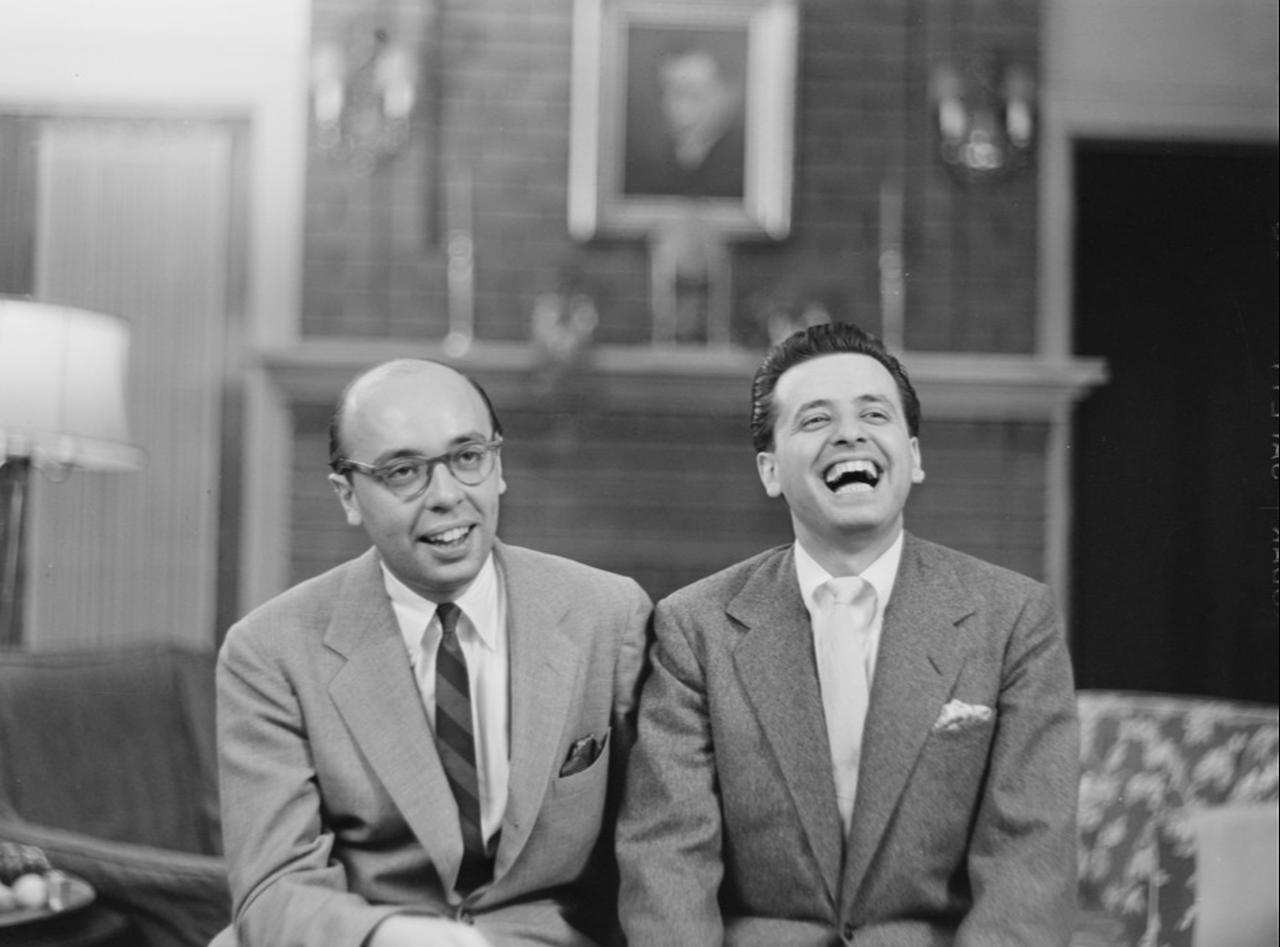 Ahmet M. Ertegun and Nesuhi Ertegun pose at the Turkish Embassy in Washington, D.C., U.S., 1940s. (Photo via Library of Congress )