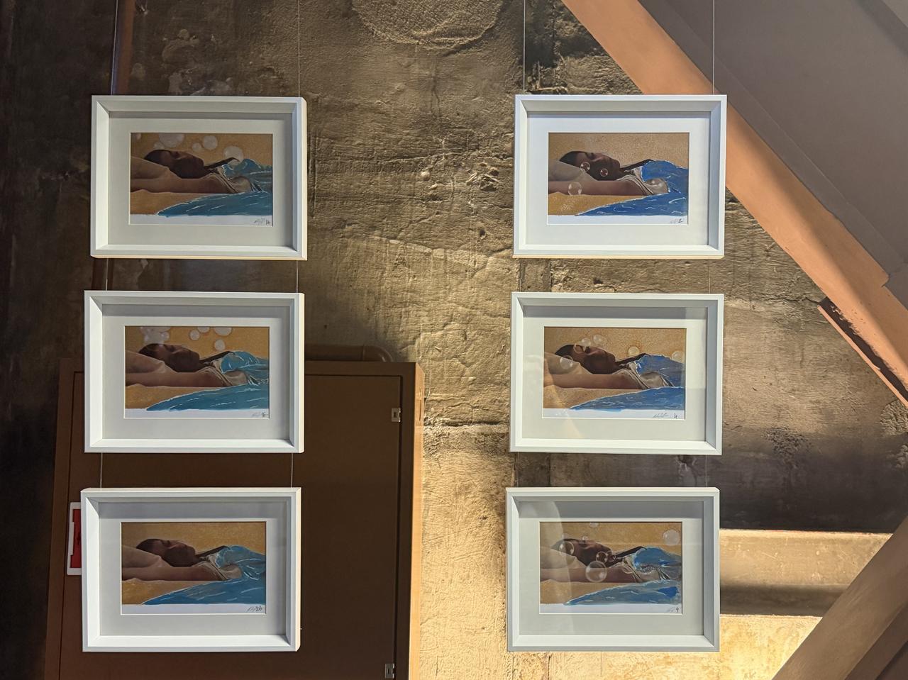 Framed artworks are displayed during the “Virginia Woolf: Kıyılar Arasında Yankılar” exhibition at the Energy Museum in Istanbul, Türkiye, June 30, 2026. (AA Photo)