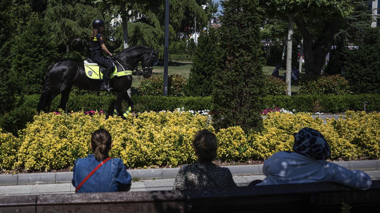 Mounted police units deployed for NATO summit security in Ankara