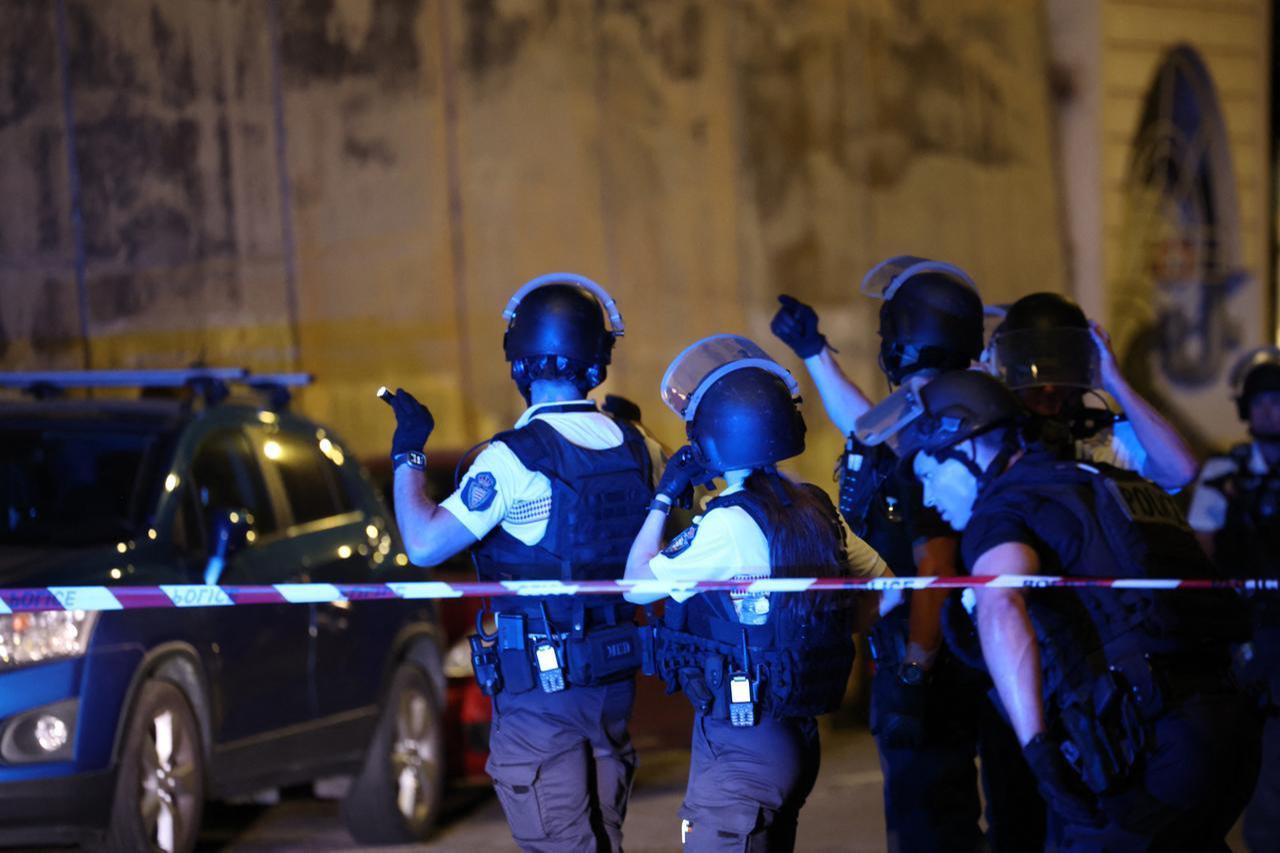 Monaco police officers patrol near the site of an explosion in a residential building in Monaco, near the French border, on June 29, 2026. (AFP Photo)