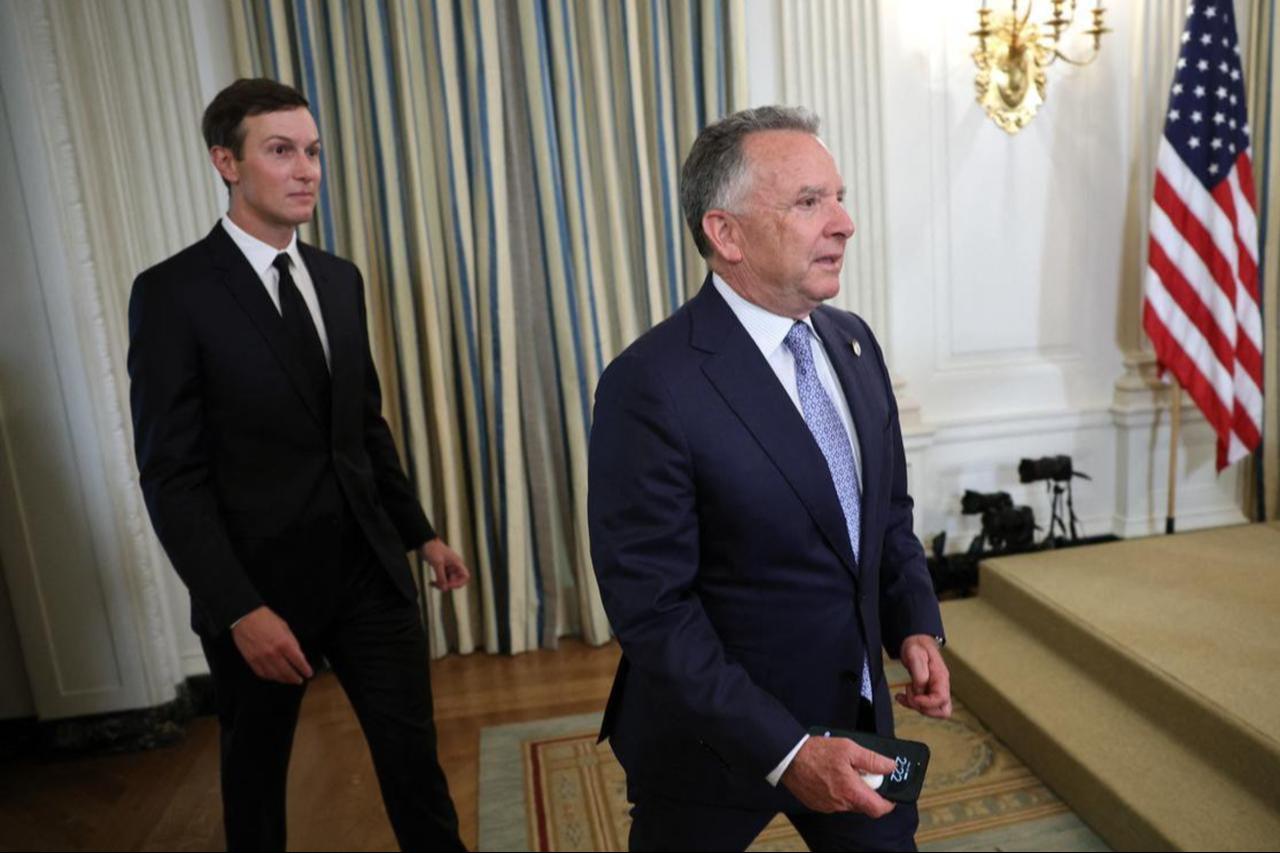 US Special Envoy to the Middle East Steve Witkoff (R) and Jared Kushner arrive for a joint news conference at the White House, September 29, 2025, in Washington, DC. (AFP Photo)