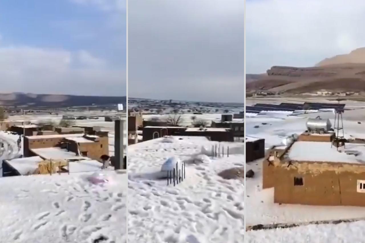 Rare summer hail turns Yemen's Amran white