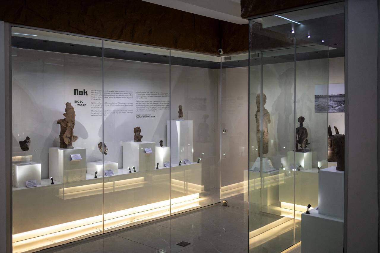 Nok terracotta figures are displayed inside the National Museum in Lagos on April 23, 2026.(AFP Photo)