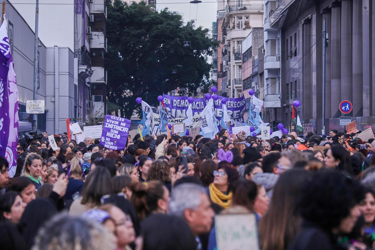 Protesters march through streets of the national capital to demand justice for victims of femicide, in Buenos Aires, Argentina on June 3, 2026. (AA Photo)