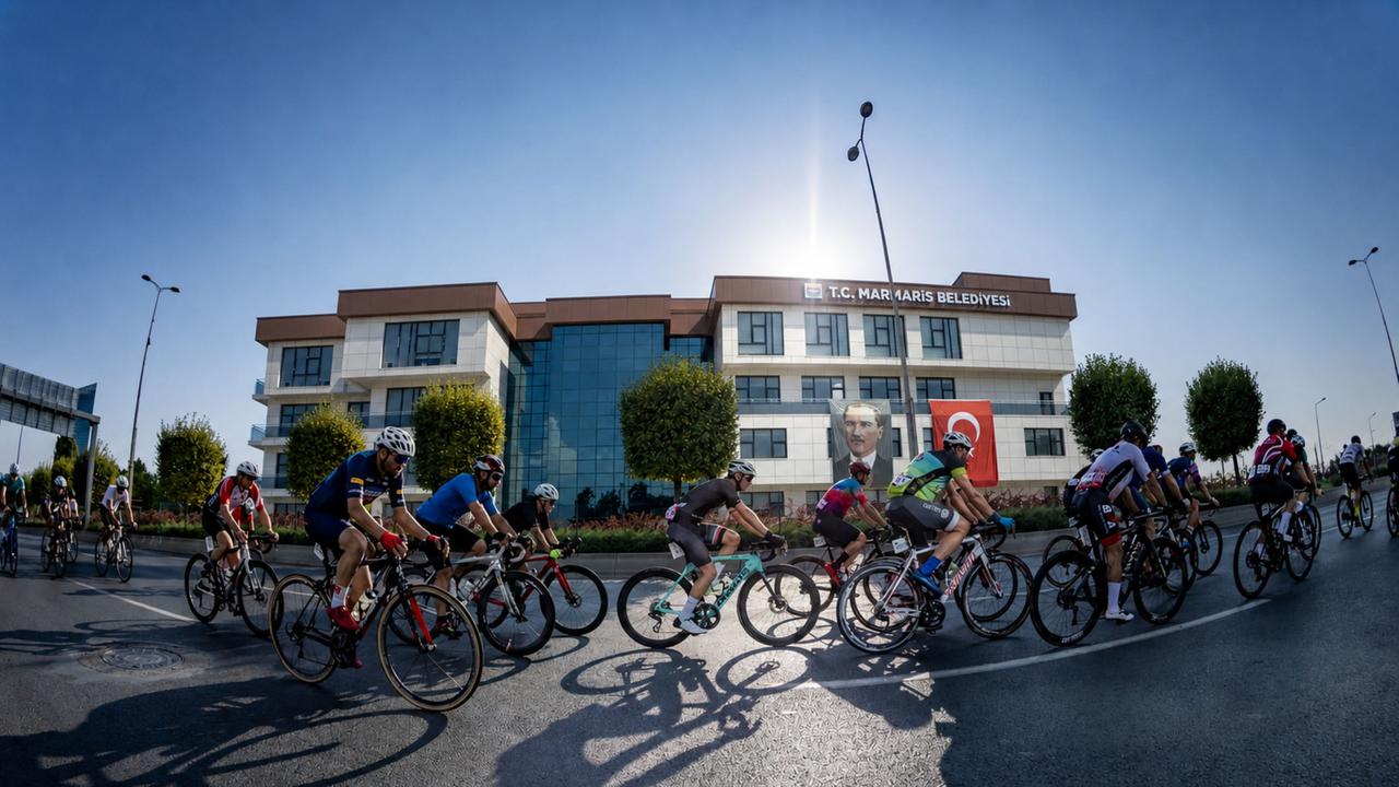 Cyclists ride past Marmaris Municipality during L’Etape Marmaris by Tour de France in Mugla, Türkiye. (Photo via L’Etape Marmaris)