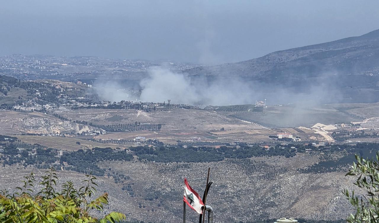 Smoke rises from the area after the Israeli army violated the ceasefire and launched an airstrike on the Arid Debbin area in the Marjayoun district of southern Lebanon on June 3, 2026. (AA Photo)