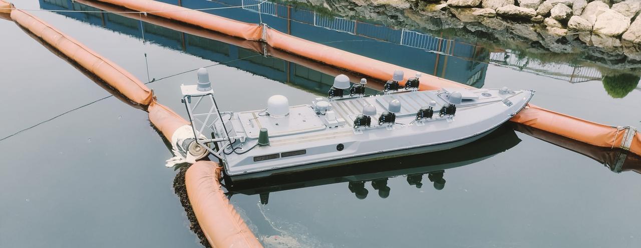 The photo shows the naval drone that exploded at Constanta Port in Romania's Black Sea port city of Constanta, June 5, 2026. (Photo via focuspress.ro)