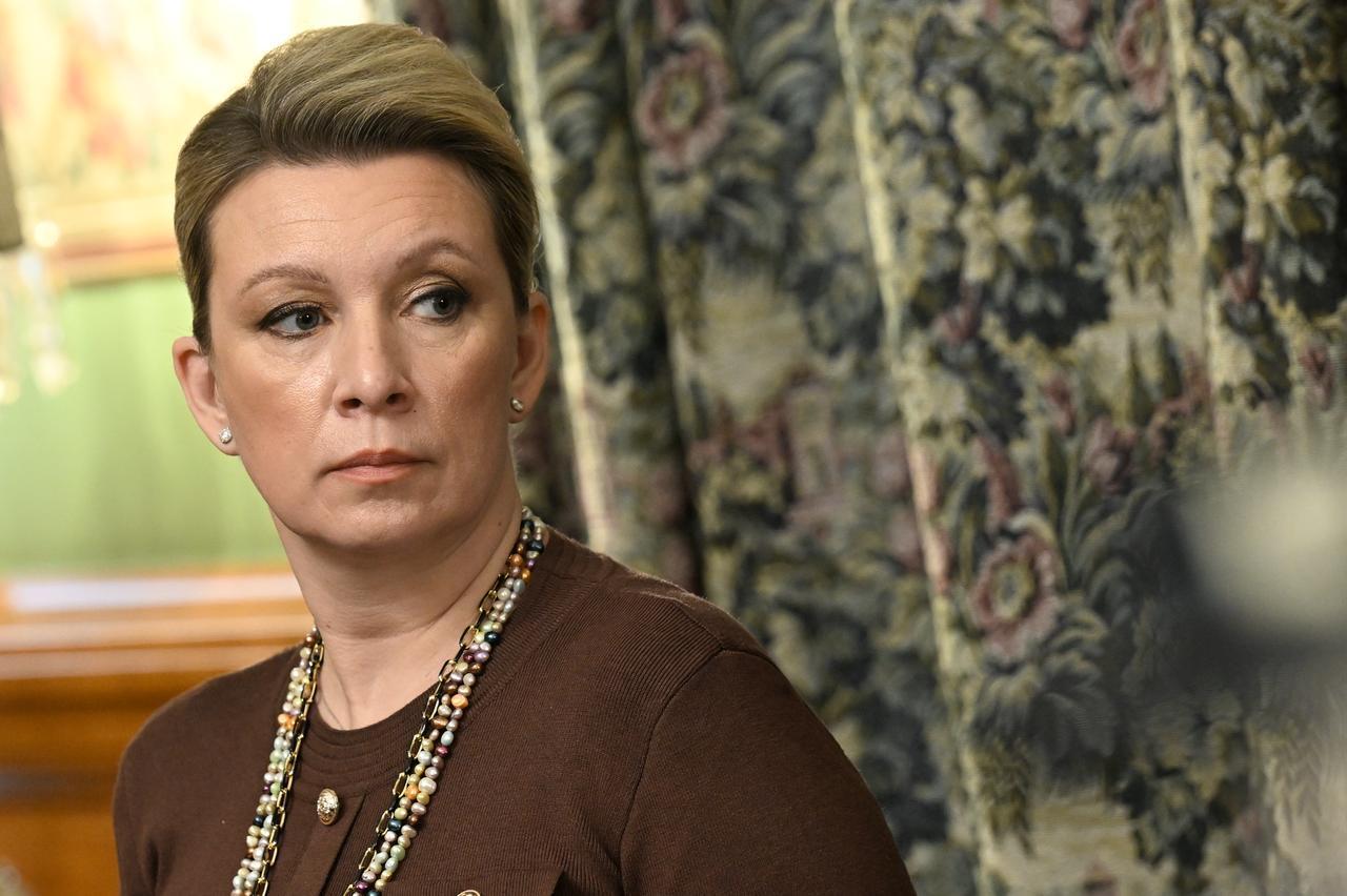 Russian Foreign Ministry Spokeswoman Maria Zakharova speaks during a press conference in Moscow, Russia on March 3, 2026. (AA Photo)
