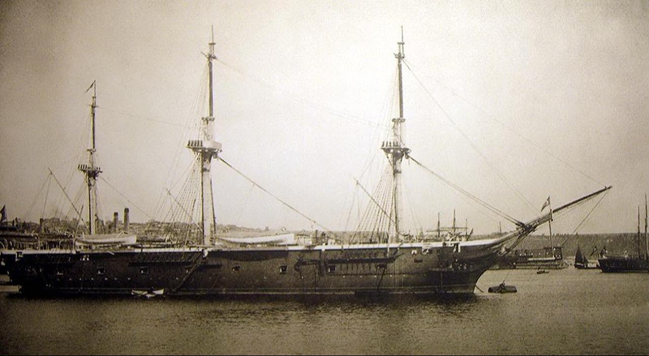 The Ottoman frigate Ertuğrul is seen at an unknown location (AA Photo)