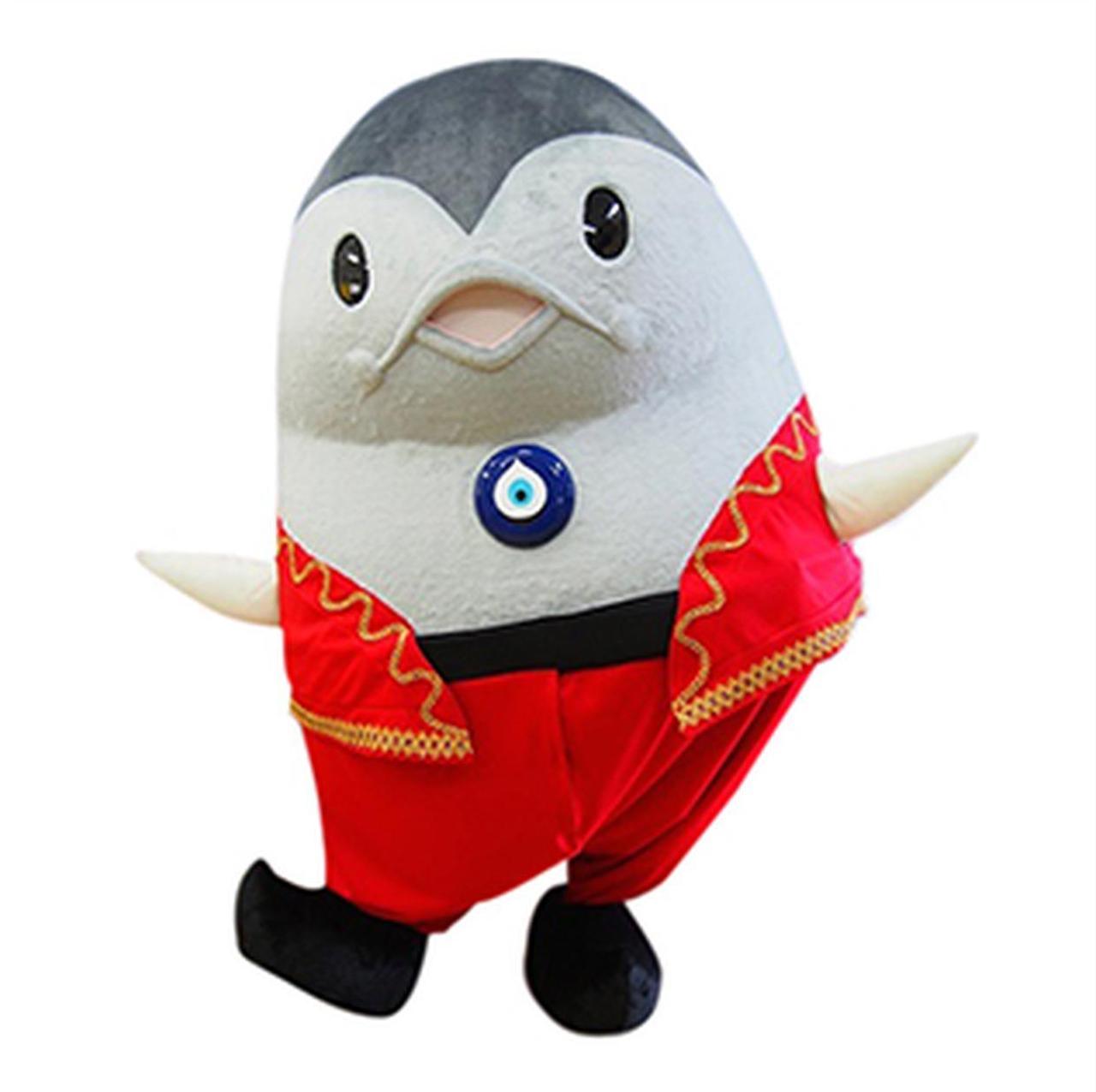 Magutoru, a penguin mascot wearing a red outfit