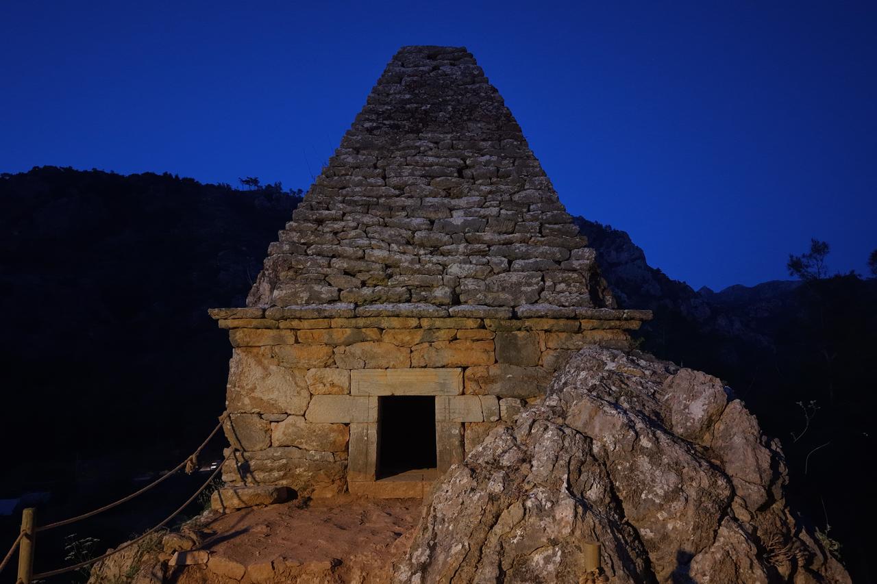 Diagoras Pyramid Tomb illuminated after restoration, opened for night visits