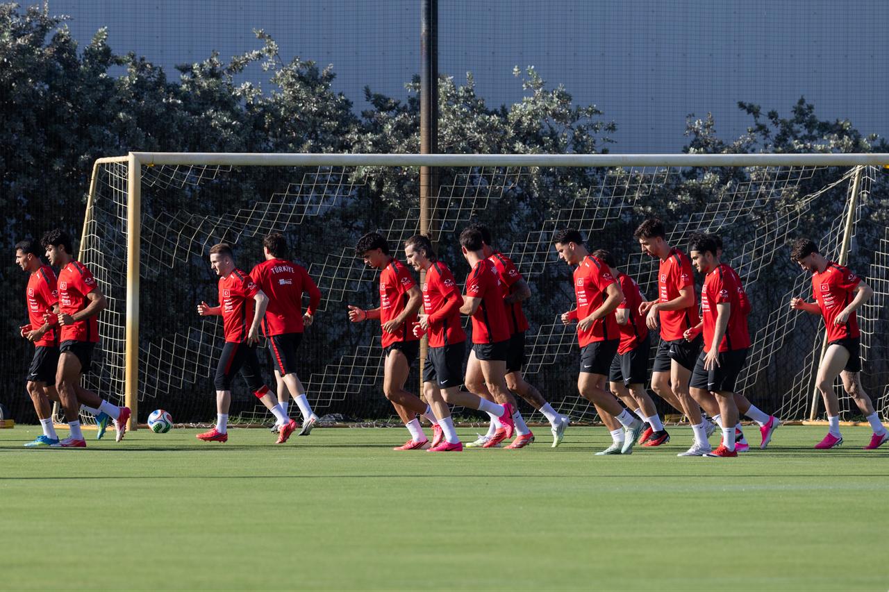 Members of the Turkish national football team train as they prepare for the upcoming FIFA World Cup, in Miami, Florida, US, June, 5, 2026. (AA Photo)