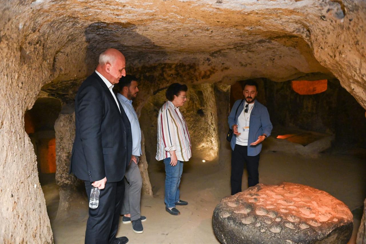 Greek Minister of Culture Lina Mendoni visited Cappadocia’s world-renowned historical and cultural heritage sites in Cappadocia, Türkiye (AA Photo)