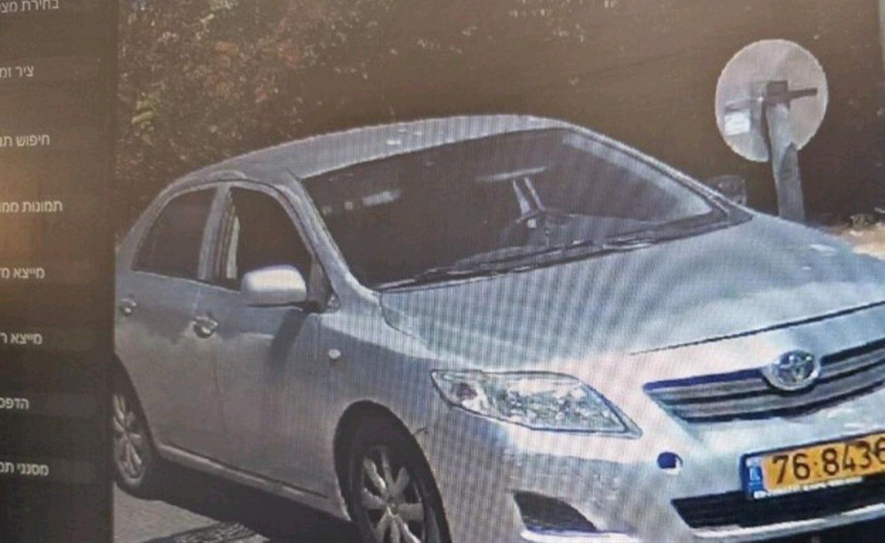 The vehicle with Israeli license plates that was used in the attack in central Israel on June 7, 2026. (Photo via Telegram)