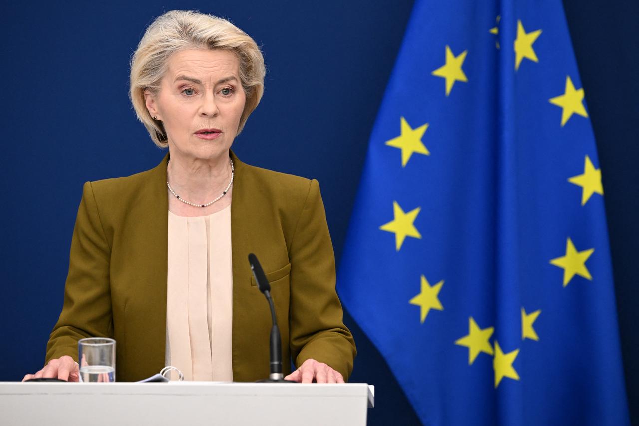 European Commission President Ursula von der Leyen gives a press statement on sanctions against Russia at the EU headquarters in Brussels, Belgium, June 9, 2026. (AFP Photo)