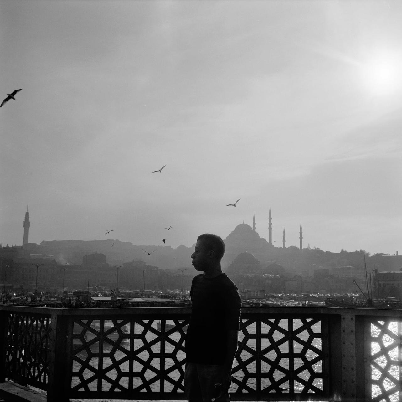 James Baldwin on the Galata Bridge, 1965. (Sedat Pakay photo)