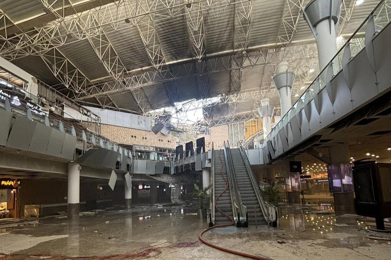 Damage is seen inside Kuwait International Airport's Terminal 1 after an Iranian drone and missile attack struck the facility, killing one person, injuring several others and disrupting airport operations in Kuwait, June 3, 2026. (Photo via X / @_A_khalifa)