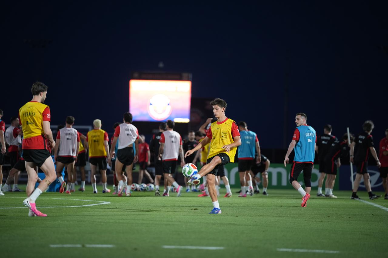 Turkish National Football Team player Arda Guler and his teammates, under the guidance of head coach Vincenzo Montella, participate in an open training session for fans and media members ahead of the 2026 FIFA World Cup at Arizona Athletic Grounds in Mesa, Arizona, June 8, 2026. (AA Photo)