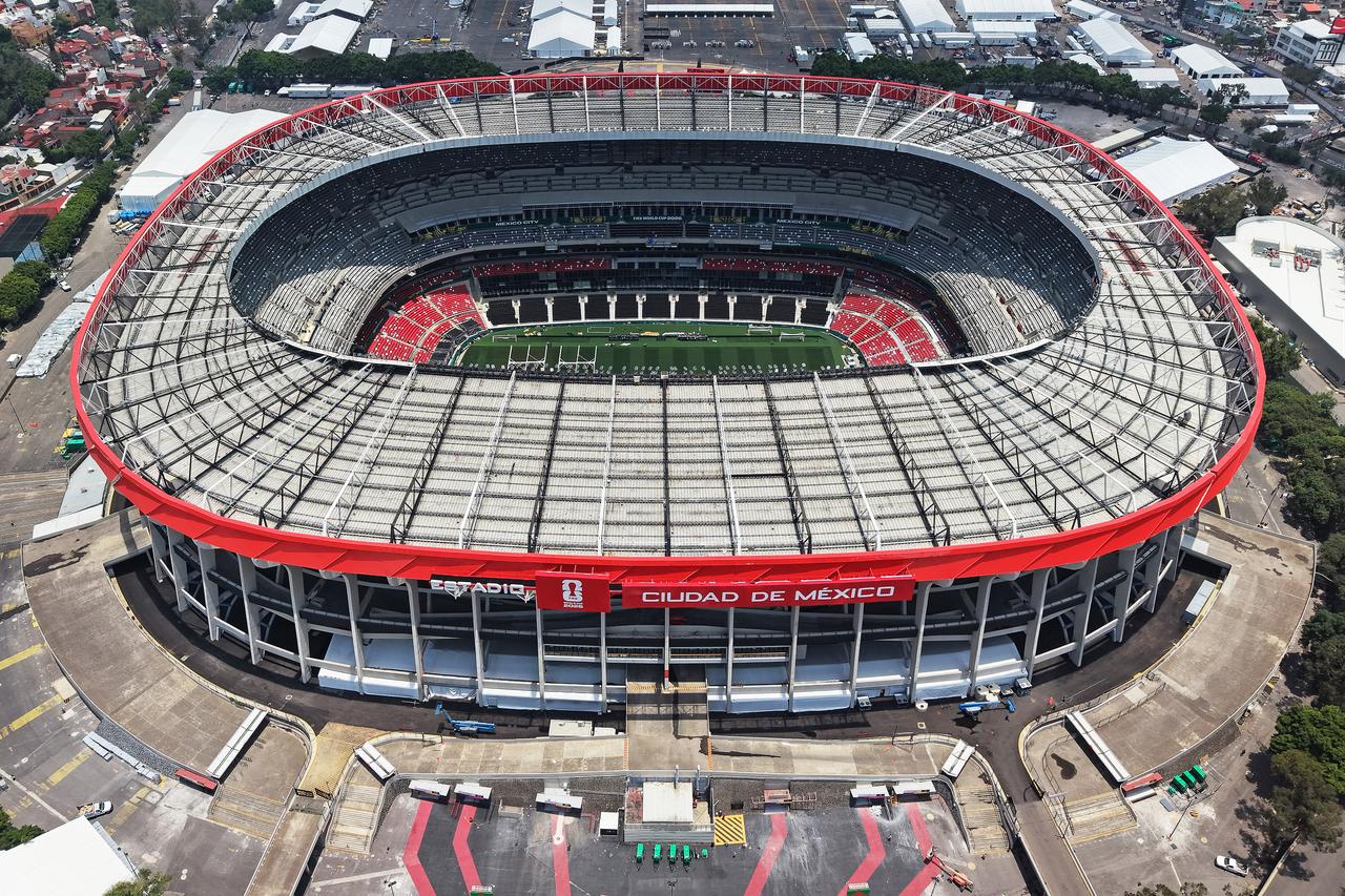This aerial view shows the Mexico City Stadium, renamed from Azteca Stadium (or Banorte Stadium) for the FIFA World Cup, in Mexico City, on May 28, 2026. (AFP Photo)