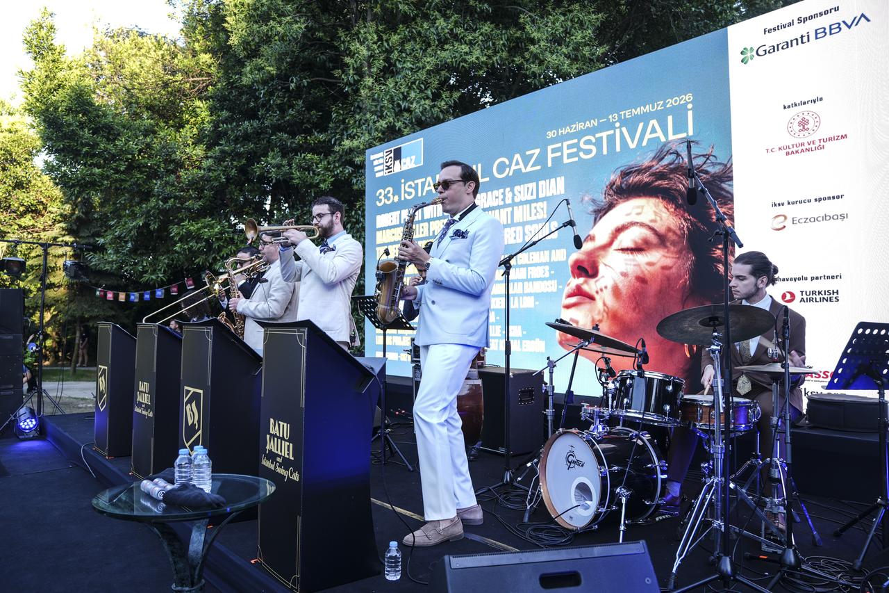 Batu Salliel and his Istanbul Swing Cats perform during the opening ceremony of the 33rd Istanbul Jazz Festival in Istanbul, Türkiye, July 1, 2026. (AA Photo)