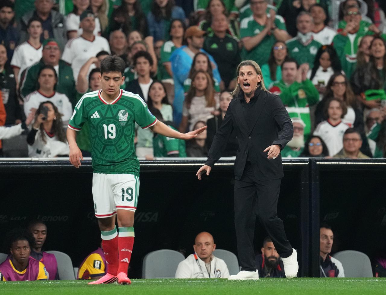 Gilberto Mora of Mexico gestures during the 2026 FIFA World Cup Round of 32 match between Mexico and Ecuador at Mexico Stadium (Estadio Azteca) in Mexico City, Mexico, June 30, 2026. (AA Photo)