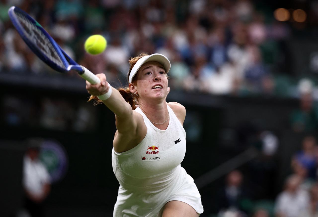 Australia's Maya Joint reacts as she plays against US player Serena Williams during their women's singles first round tennis match on the second day of the 2026 Wimbledon Championships at The All England Lawn Tennis and Croquet Club in Wimbledon, southwest London, June 30, 2026. (AFP Photo)