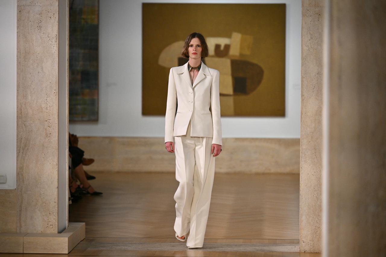 A model walks the runway during Fendi's first Women Haute Couture Fall/Winter 2026-2027 collection on July 9, 2026. (AFP Photo)