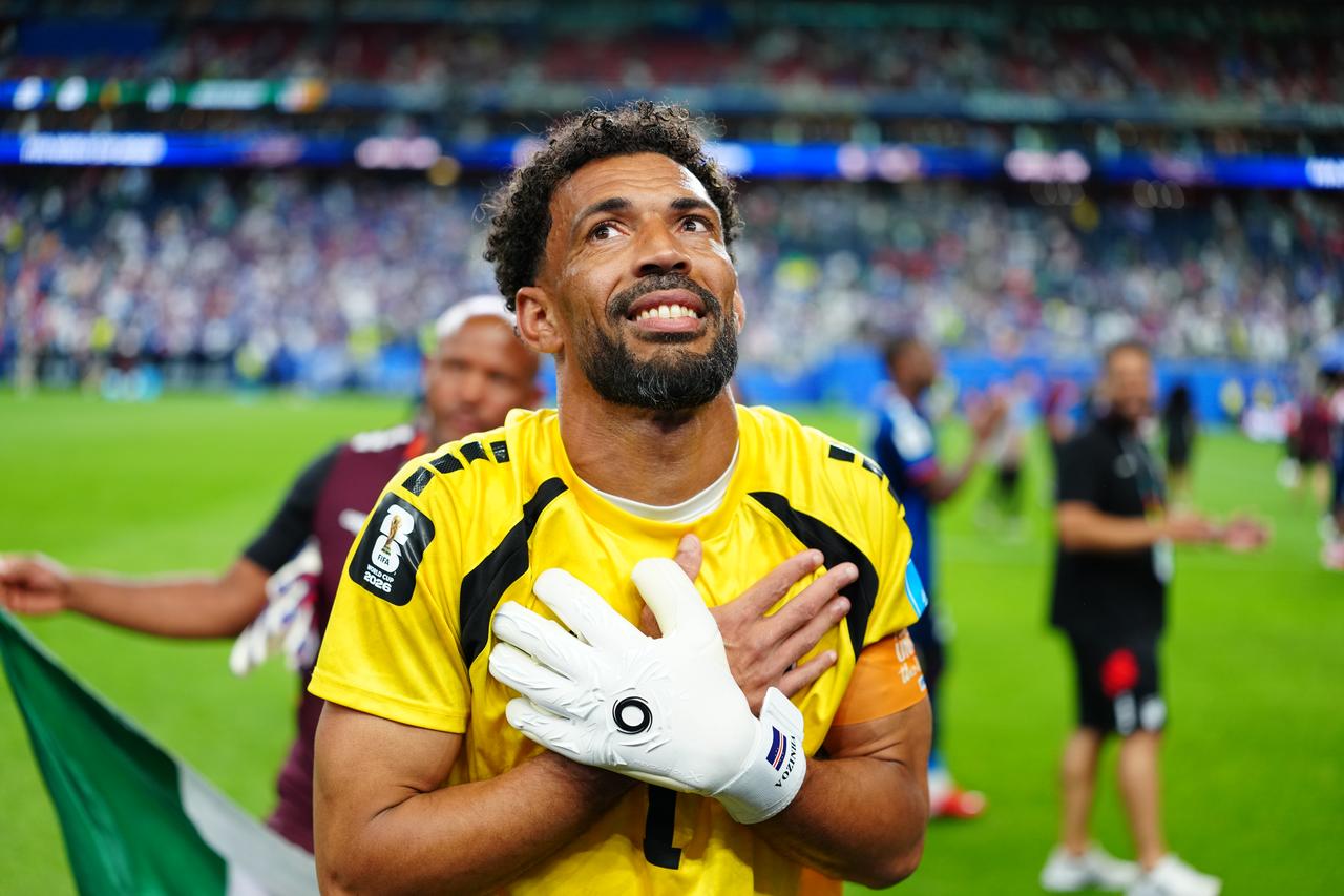 Vozinha Dias of Cape Verde celebrates as they qualified for round 32 stage after the FIFA World Cup 2026 Group H match between Cape Verde and Saudi Arabia at Houston Stadium, June 26, 2026 in Houston, Texas. (AA Photo)