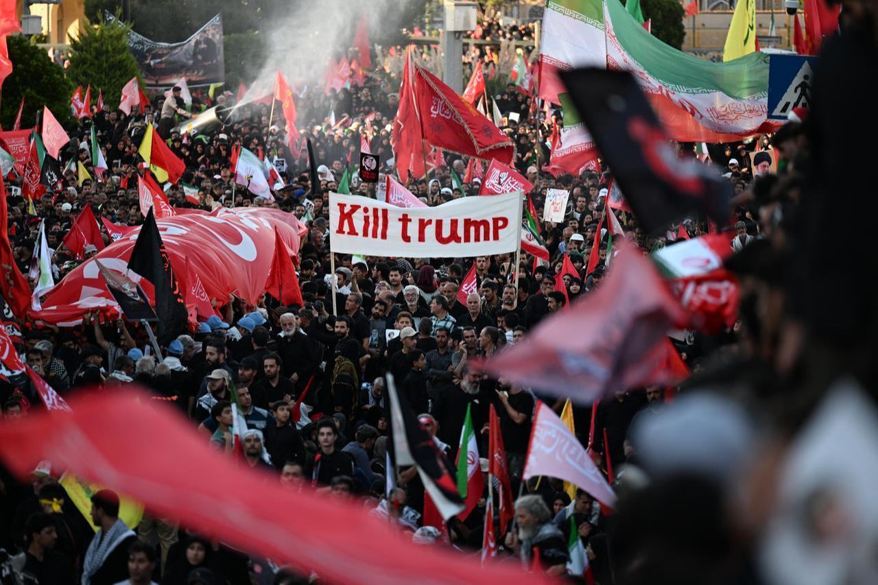 Crowds of mourners gather on a street ahead of the funeral procession of Iran's slain supreme leader Ali Khamenei and members of his family in Mashhad, July 9, 2026. (AFP Photo)