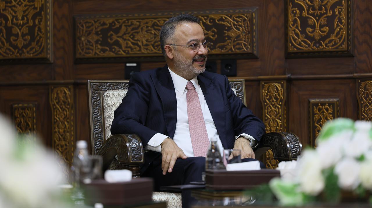 Turkish Ambassador to Damascus Nuh Yilmaz and Syrian Interior Minister Anas Khattab (not seen) meet at the Syrian Interior Ministry headquarters in Damascus, Syria, June 29, 2026. (Syrian Ministry of Interior/Handout)