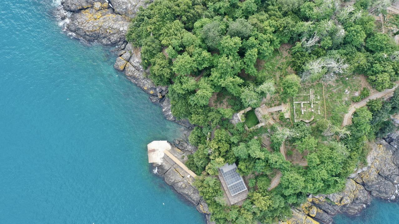 An aerial view of Giresun Island, known for its mythological stories and historical ruins, in Giresun, Türkiye, July 10, 2026. (AA Photo)