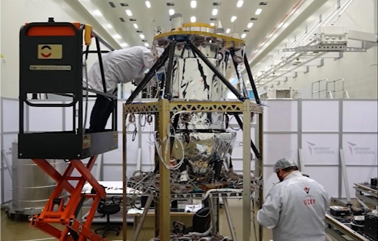 The team at the TUBİTAK Space Technologies Research Institute is working on IMECE, Türkiye’s first domestically developed Earth observation satellite with sub-metre resolution, date and time undisclosed. (Photo via TUBİTAK)