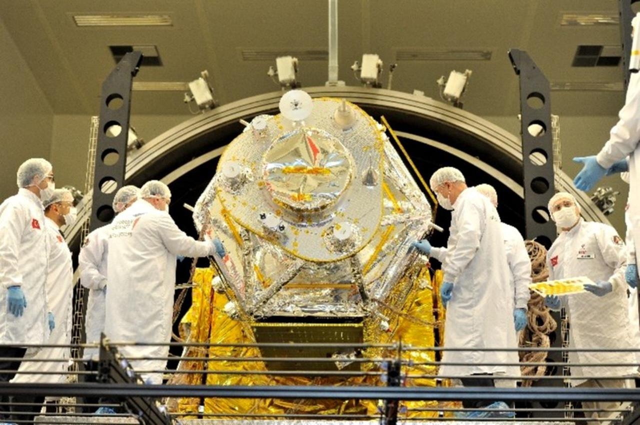 The team at the TUBİTAK Space Technologies Research Institute is working on IMECE, Türkiye’s first domestically developed Earth observation satellite with sub-metre resolution, date and time undisclosed. (Photo via TUBİTAK)