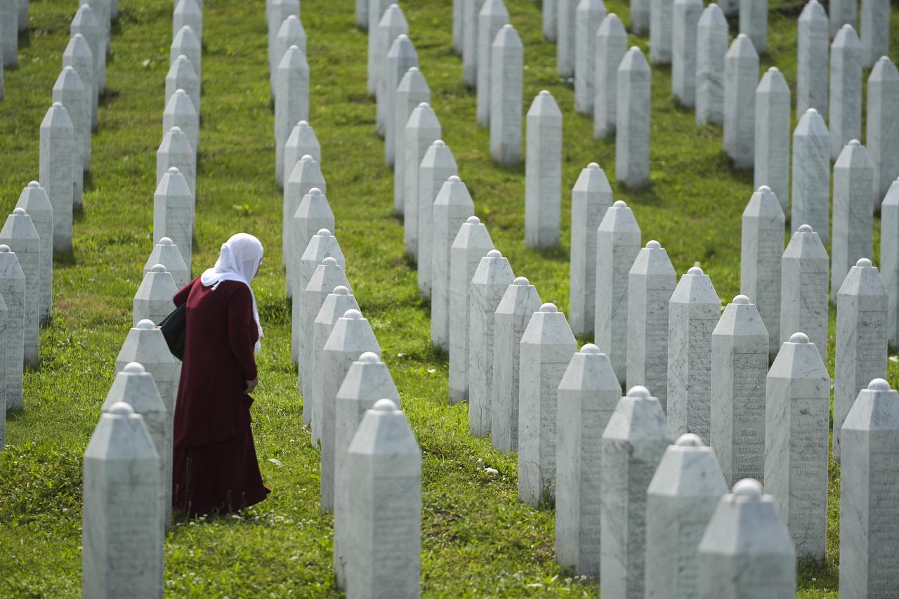 Relatives of victims of the 1995 Srebrenica genocide pray at the graves of their loved ones at the Potocari Memorial Cemetery in Potocari, Bosnia and Herzegovina, July 10, 2026. (AA Photo)