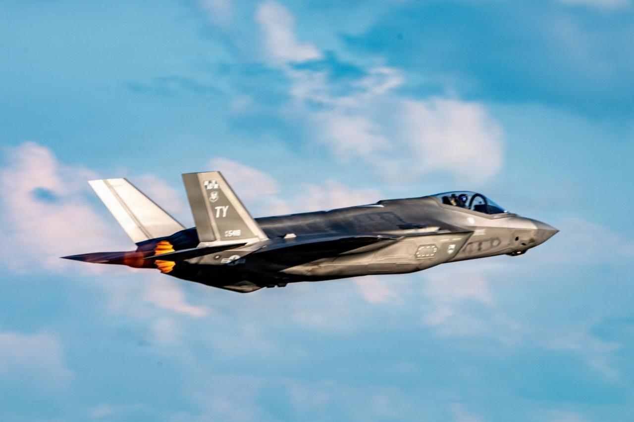 A U.S. Air Force F-35A Lightning II performs precision aerial maneuvers during the Columbus Air Show at Rickenbacker Air National Guard Base, Columbus, Ohio, June 19, 2026. (Photo via U.S. Air National Guard)