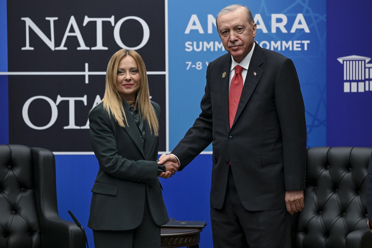 President Recep Tayyip Erdogan meets with Italian Prime Minister Giorgia Meloni as part of the 36th NATO Summit in Ankara, Türkiye, July 8, 2026. (AA Photo)