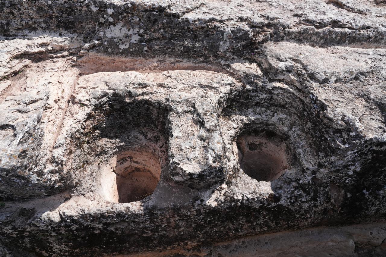 Stone remains are seen at the historic Melikşah Bath excavation site in Çubuk, Ankara, Türkiye, July 11, 2026. (AA Photo)